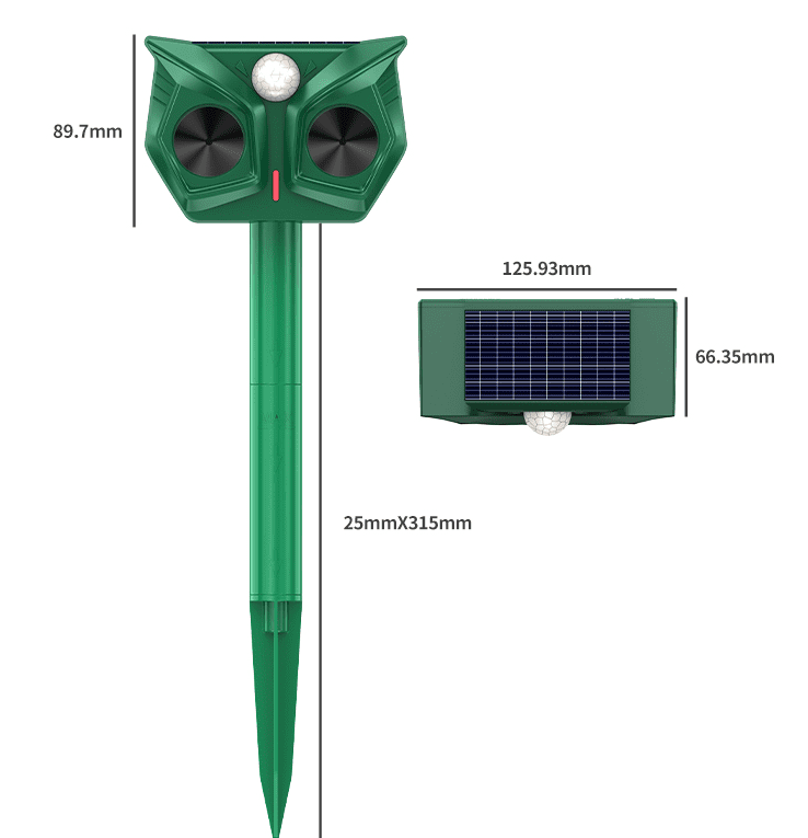 JINYI Solar Animal Repeller  Powered, Ultrasonic Repellent Outdoor with Motion Detection, with LED Flash Light, Effective Repels Invasive Animals for Raccoon, Skunk, Dog