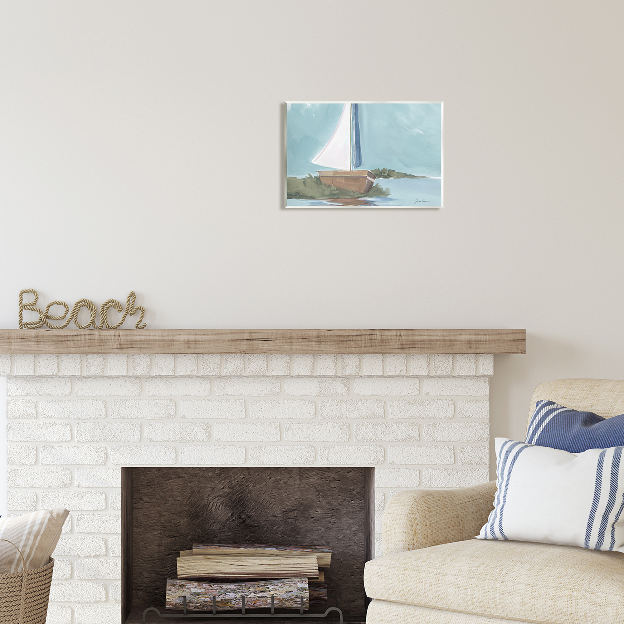 Stupell Industries Maritime Sailboat Scene Transportation Painting Unframed Art Print Wall Art, 15 x 10