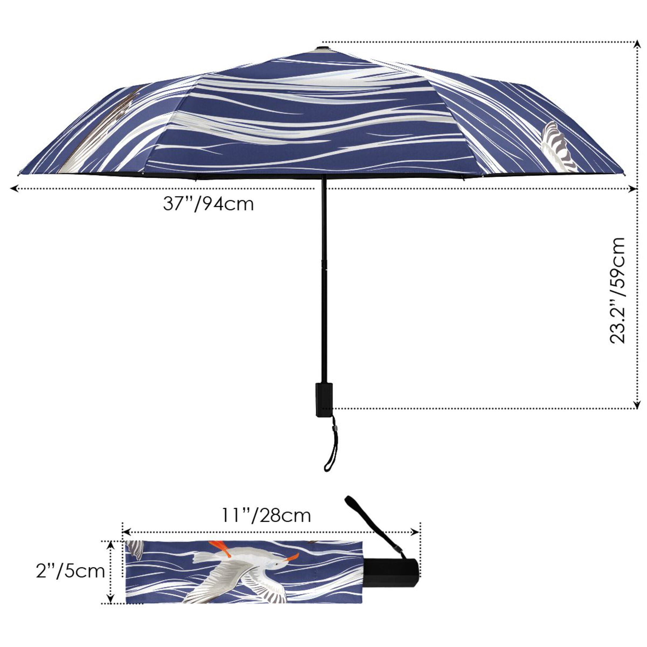 ALAZA Seagull on Wave UPF 50+ Compact Folding Umbrella for Rain Travel Umbrella Packable