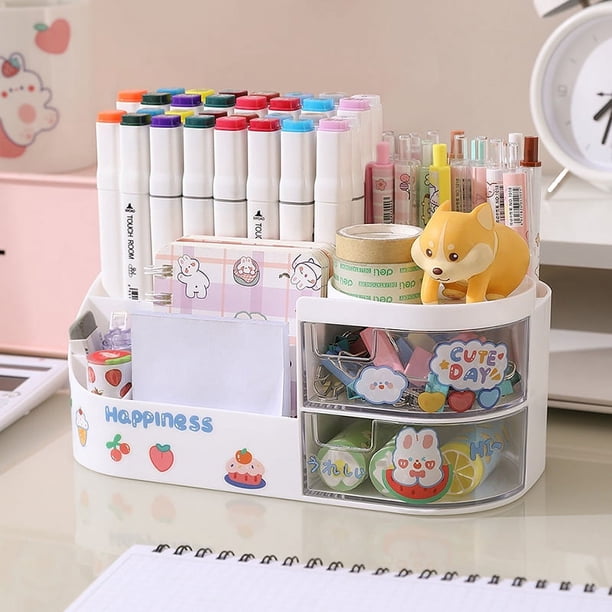 Lindo portalápices creativo estilo infantil, escritorio de oficina para estudiantes, a prueba de polvo, cajón de gran capacidad, caja de almacenamiento de papelería