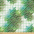 thumbnail image 2 of Ambesonne Geometric Fabric by the Yard Upholstery, Repeating Rectangles Plot, 2 Yards, Lime Green and Sea Blue, 2 of 5