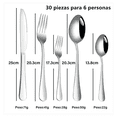 thumbnail image 2 of Juego De Cubiertos De Cuchillo, Tenedor Y Cuchara, 30 Piezas Malubero Plata, 2 of 5