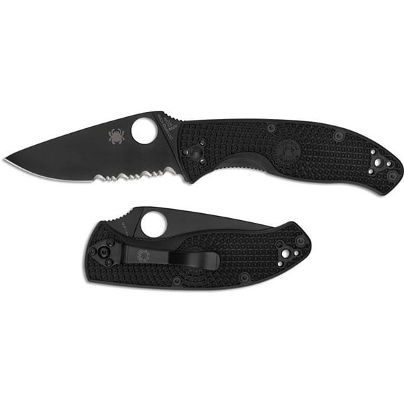 Spyderco Couteaux Verrou de Doublure Tenace C122PSBBK Noir FRN Couteau de Poche en Acier Inoxydable