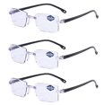 thumbnail image 1 of New Diamond-cut Bifocal Progressive Reading Glasses Men Blue Light Blocking Multifocal Eyewear Ultralight Rimless Eyeglasses 3pcs +250, 1 of 6