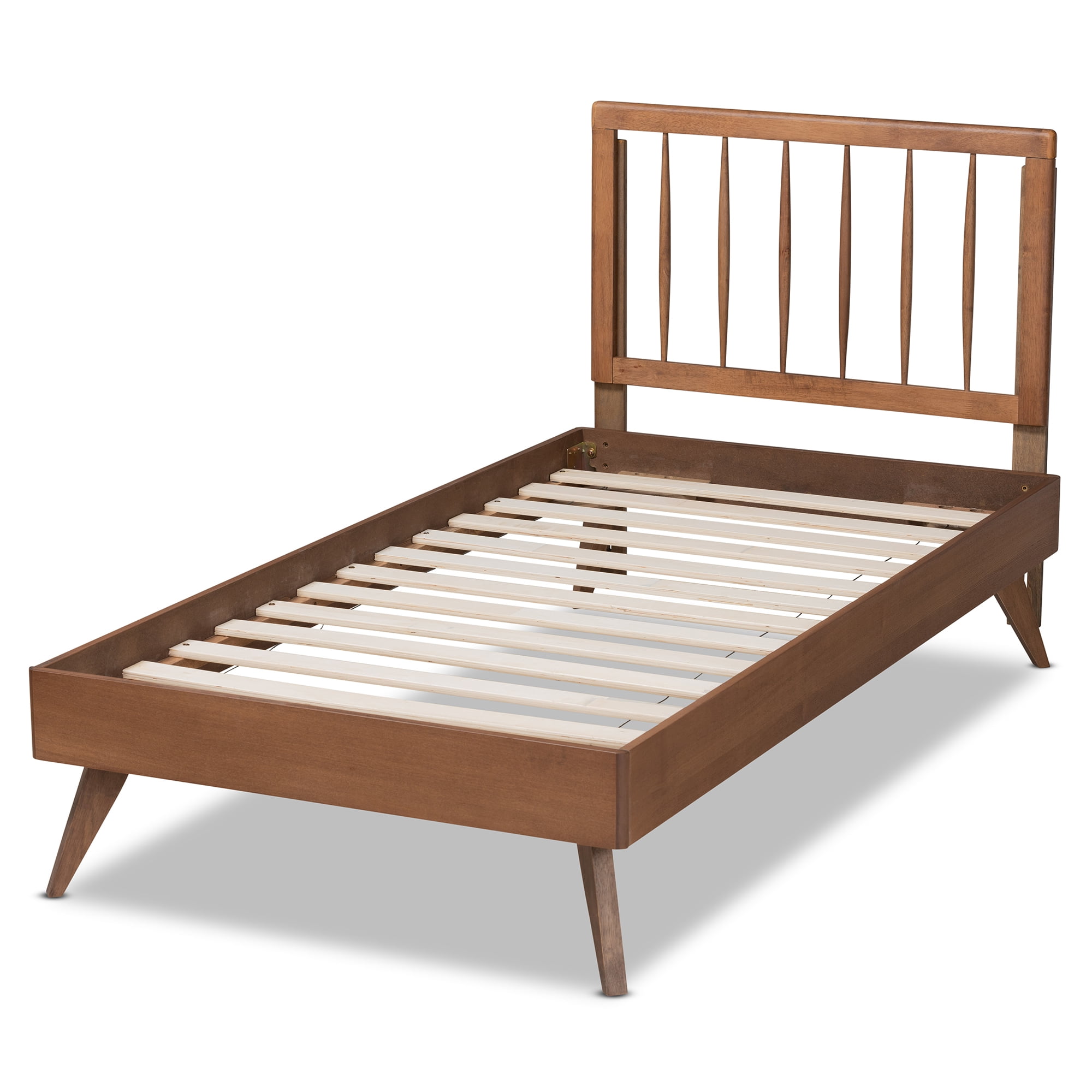 Baxton Studio Toru Mid-Century Wood Platform Bed, Twin, Ash Walnut