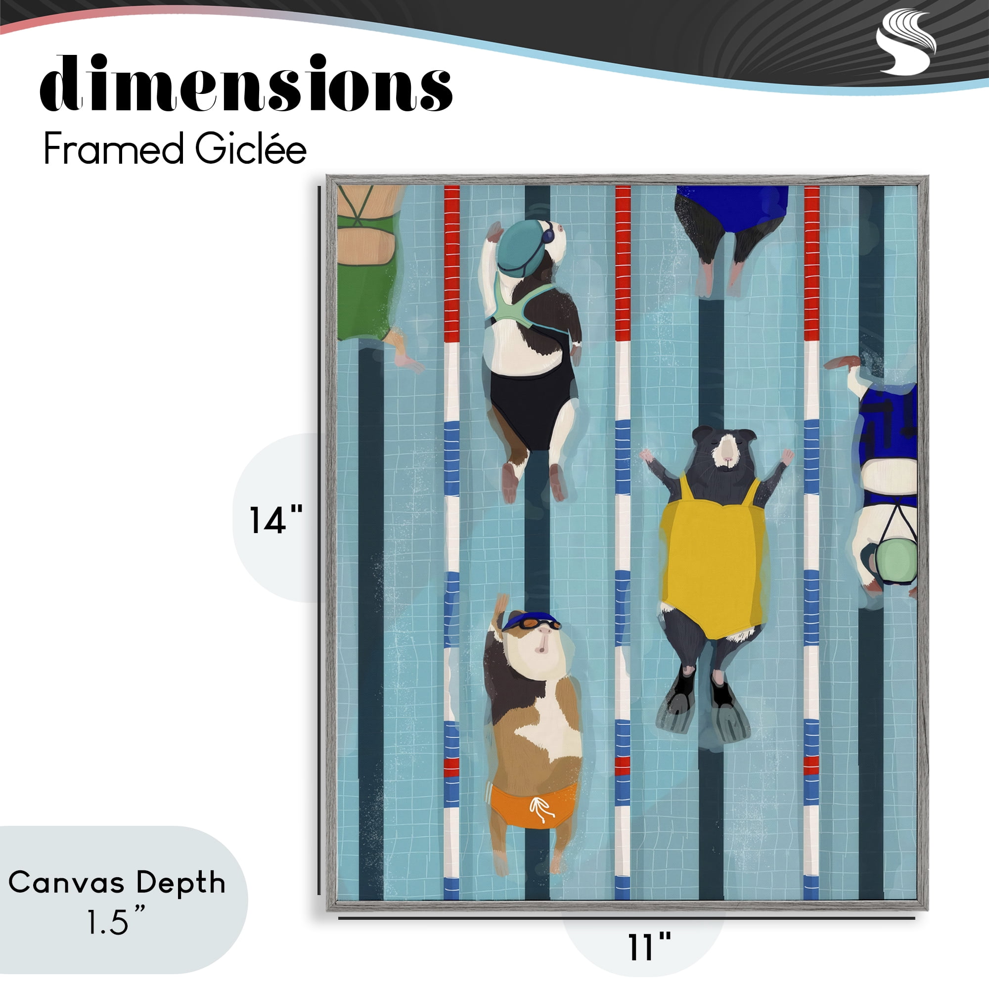 Stupell Industries Guinea Pigs at Lido Gray Framed Giclee Art, design by Hanna Melin