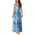 thumbnail image 2 of INSPIRE CHIC Women's Summer V Neck Boho Sleeveless Maxi Dresses Adjustable Spaghetti Strap Dress Floral Sundress Blue XL, 2 of 4