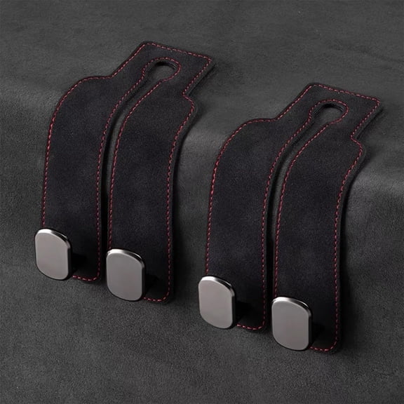 2 Pack Car Hooks for Headrest, Headrest Hooks Car Purse Hook Car Seat Back Storage Hook Premium Leather Car Seat Holder for Headrest Purses and Bags (Black,brown)
