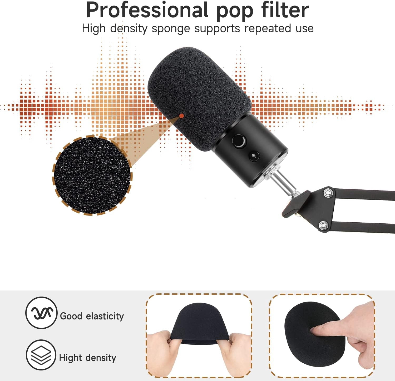 For Razer Seiren X Boom Arm, Heavy Duty Microphone Stand with Foam Cover & Adapter, Mic Arm Compatible with Blue Yeti, HyperX QuadCast, Shure SM7B, FIFINE K688 and more by YOUSHARES