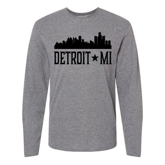 Inktastic Detroit Michigan City Skyline Long Sleeve T-Shirt