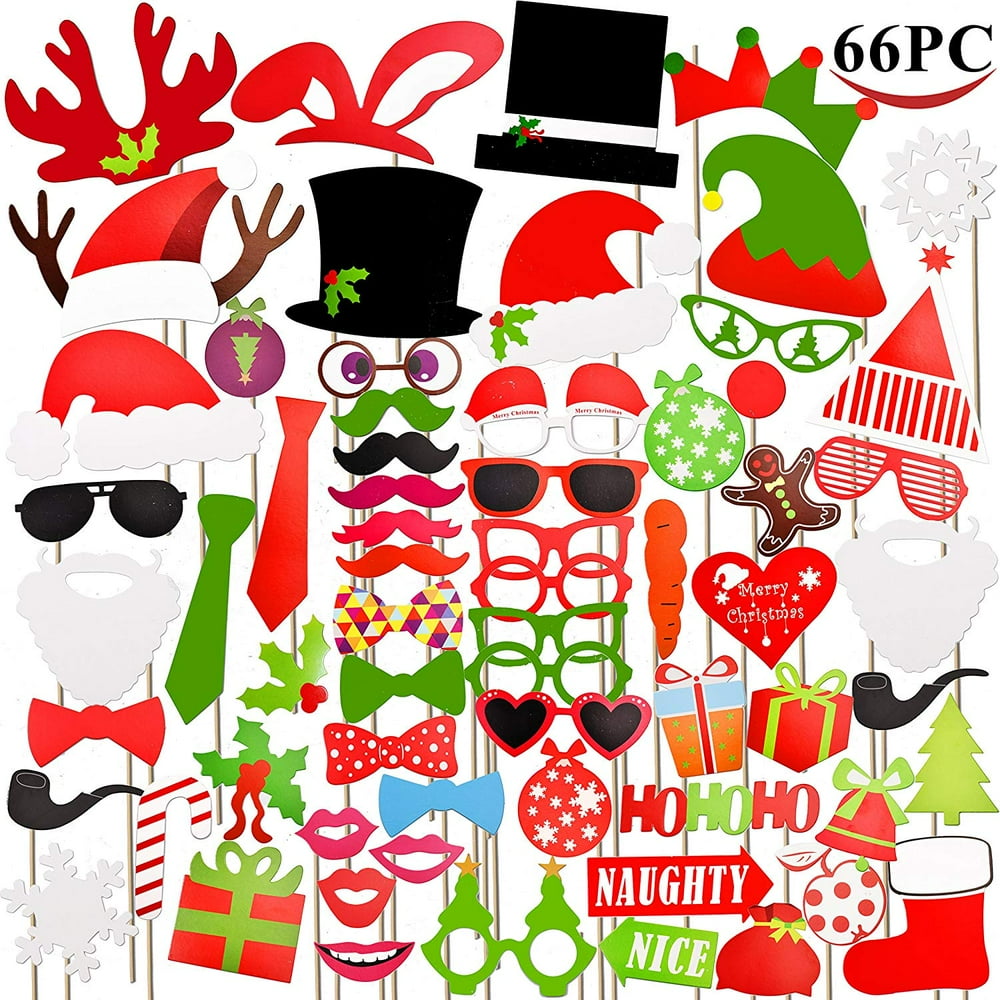 Joyin 66 Piece Christmas Photo Booth Props Set