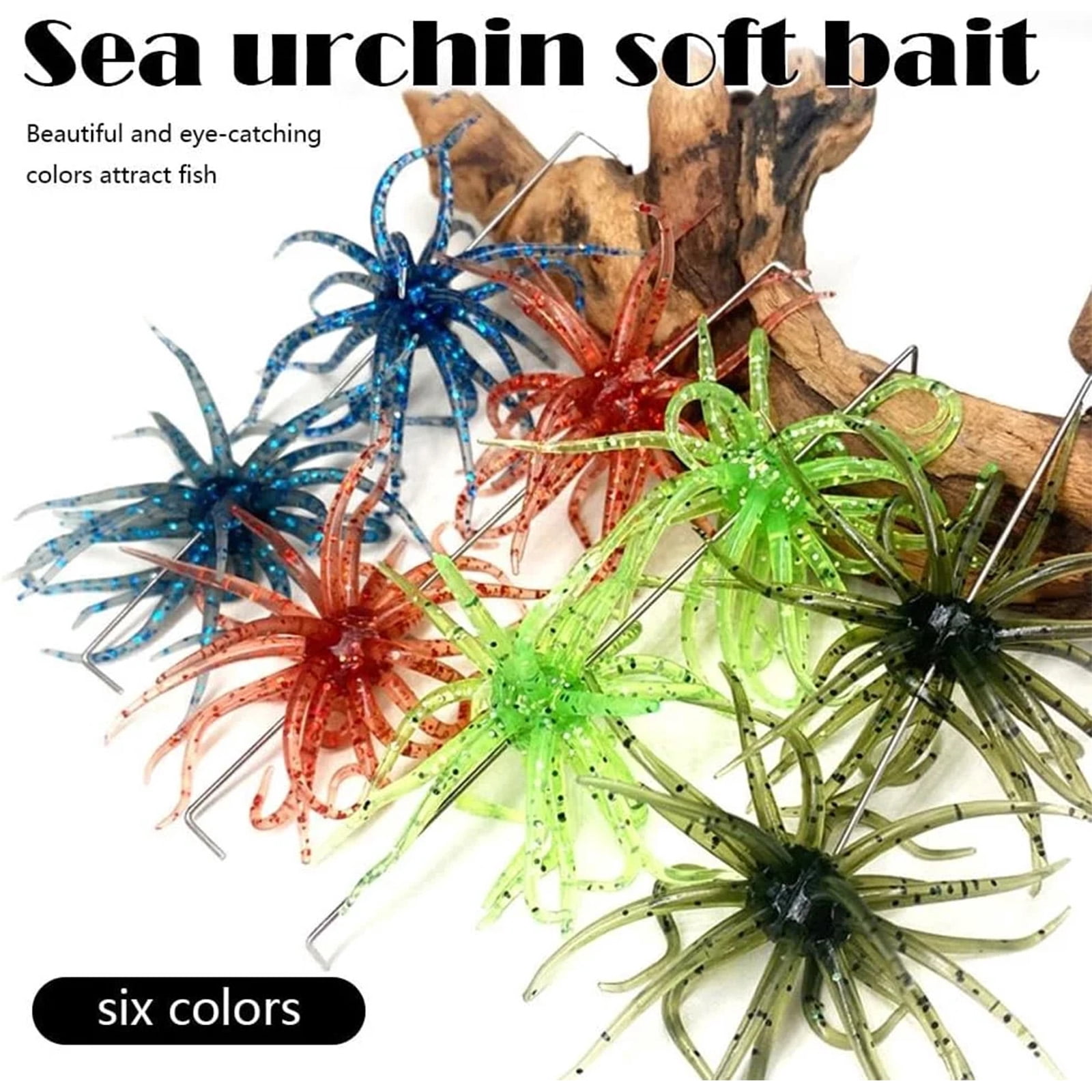 Sea Urchin Bait,Bass Fishing Bait,Soft Artificial Simulation Sea Urchin Wormss Lures for Bass,Black Pits, Mandarin Fish, Snakehead, Catfish,Versatile Angling for Shore River Lake