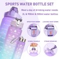 thumbnail image 5 of Water Bottle with Straw, 2L Extra Large Motivational Water Cup Reusable Plastic Water Jug, Leakproof Big Drinking Sport Bottles for Gym Fitness Outdoor, 3 Pcs Purple, 5 of 8