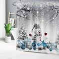 thumbnail image 2 of Winter Christmas Shower Curtain with Hooks, Cute Snowman in Snowy Forest Shower Curtain for Bathroom Decor Pine Tree Covered with Snow Shower Curtain Set Bathroom Accessories, 72L X 72W inches, 2 of 6
