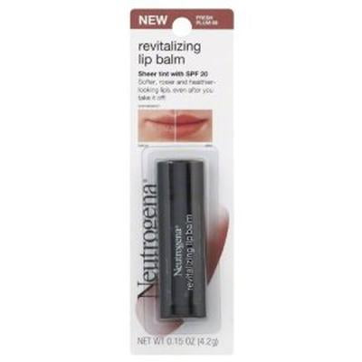 Bálsamo labial revitalizante e hidratante Neutrogena con protector solar de amplio espectro SPF 20, bálsamo calmante para labios con un tinte transparente en color ciruela fresca 60.15 oz