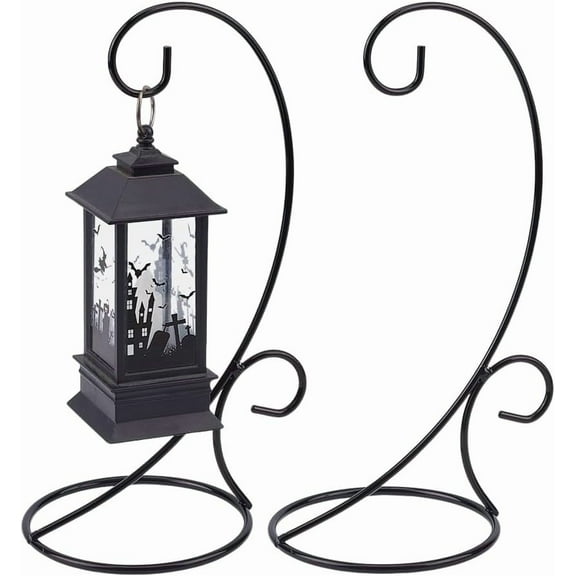 2pcs Ornament Display Stand Christmas Bauble Holder Glass Globe Black Iron Wire Stand Hanging Hook Rack for Lanterns Air Plant Terrarium Ball Wedding Decor DIY Craft Display Metal Black