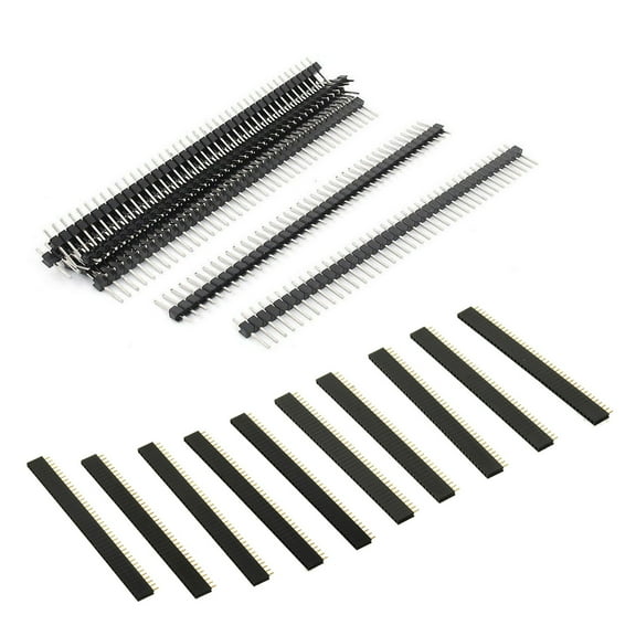 WHAMVOX Single Row Pin Headers Female Header Pins for PCB Board 2.54mm Pitch 40Pin Plastic and Metal