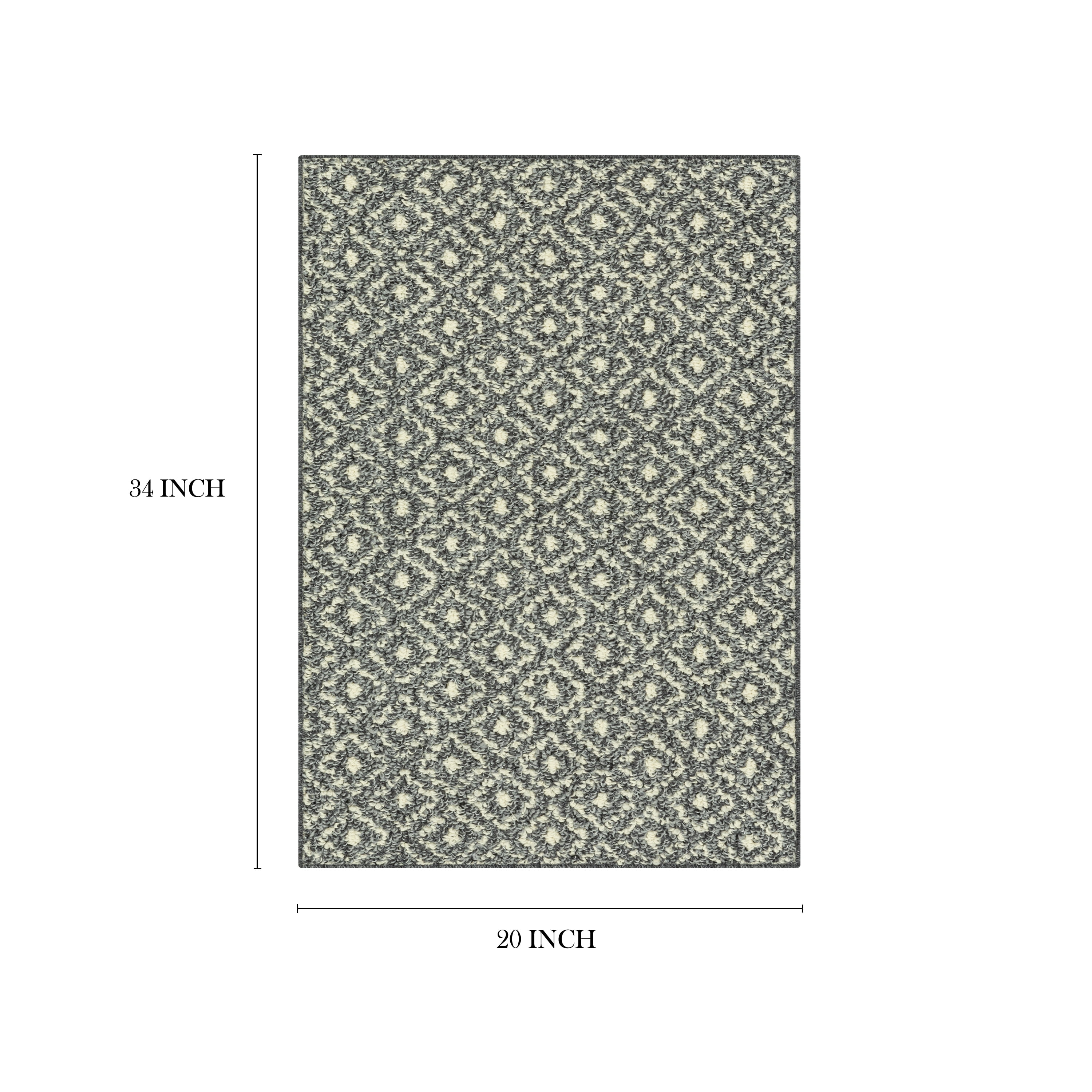 Mainstays Geometric Diamond Black Tonal Olefin Indoor Accent Rug, 1'8" x 2'10", Skid-Resistant