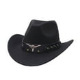 thumbnail image 1 of Western Denim Cowboy Hat Wool Big Brim Jazz Style Curved Top British Design Autumn Winter Fashion Accessory, 1 of 2