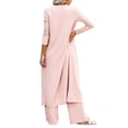 thumbnail image 4 of Spring Fall Solid Color Women 3 Piece Pajamas Set Long Sleeve Cardigan and Crop Tops and Wide Leg Pants Sets, 4 of 6