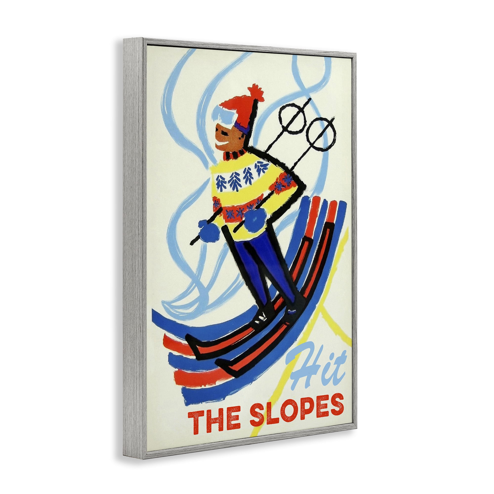 Stupell Industries Vintage Hit The Slopes Gray Framed Giclee Art, design by Grotto Studios