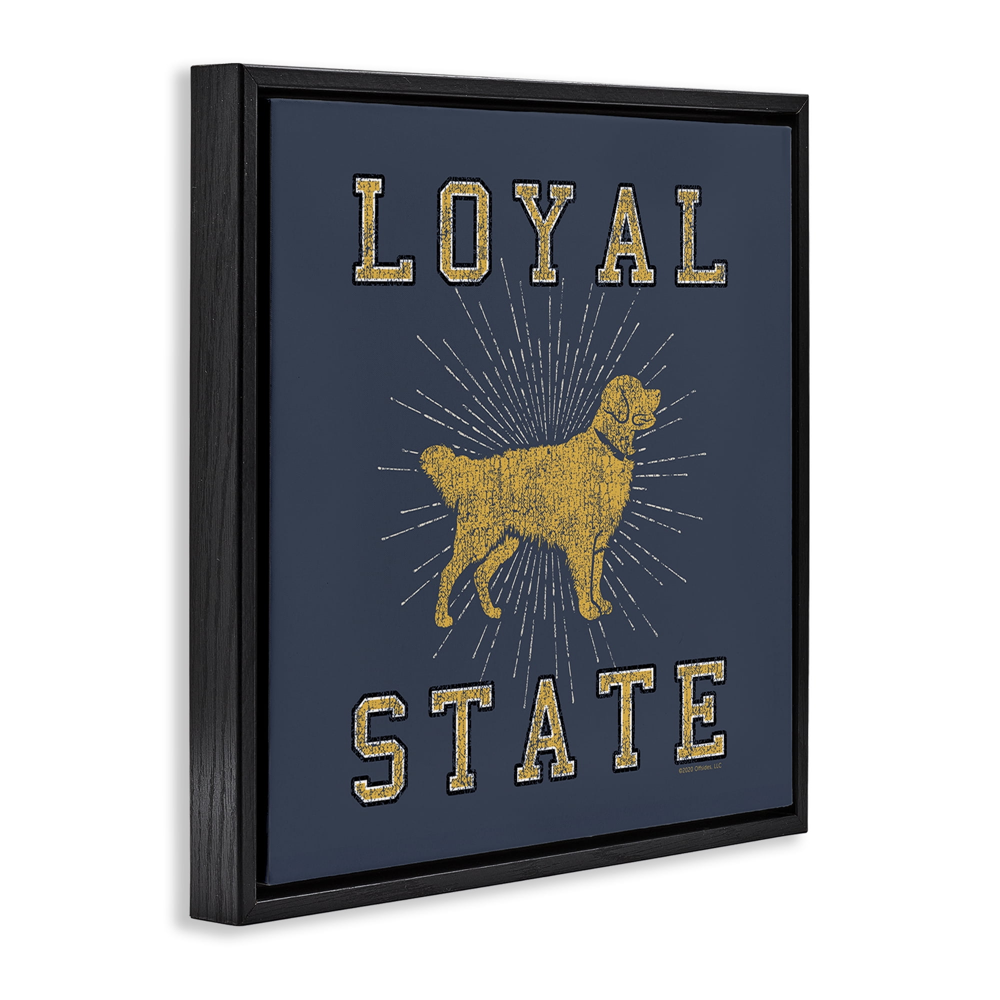 Stupell Industries Varsity Loyal State Novelty & Humor Painting Black Floater Framed Canvas Art Print Wall Art, 18 x 18