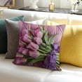 thumbnail image 3 of BANET Flower , Beautiful Bouquet Purple Tulips Pink Wooden Bouquet Double Sided Square Pillowcase Sofa Cushion 20x20in, 3 of 5