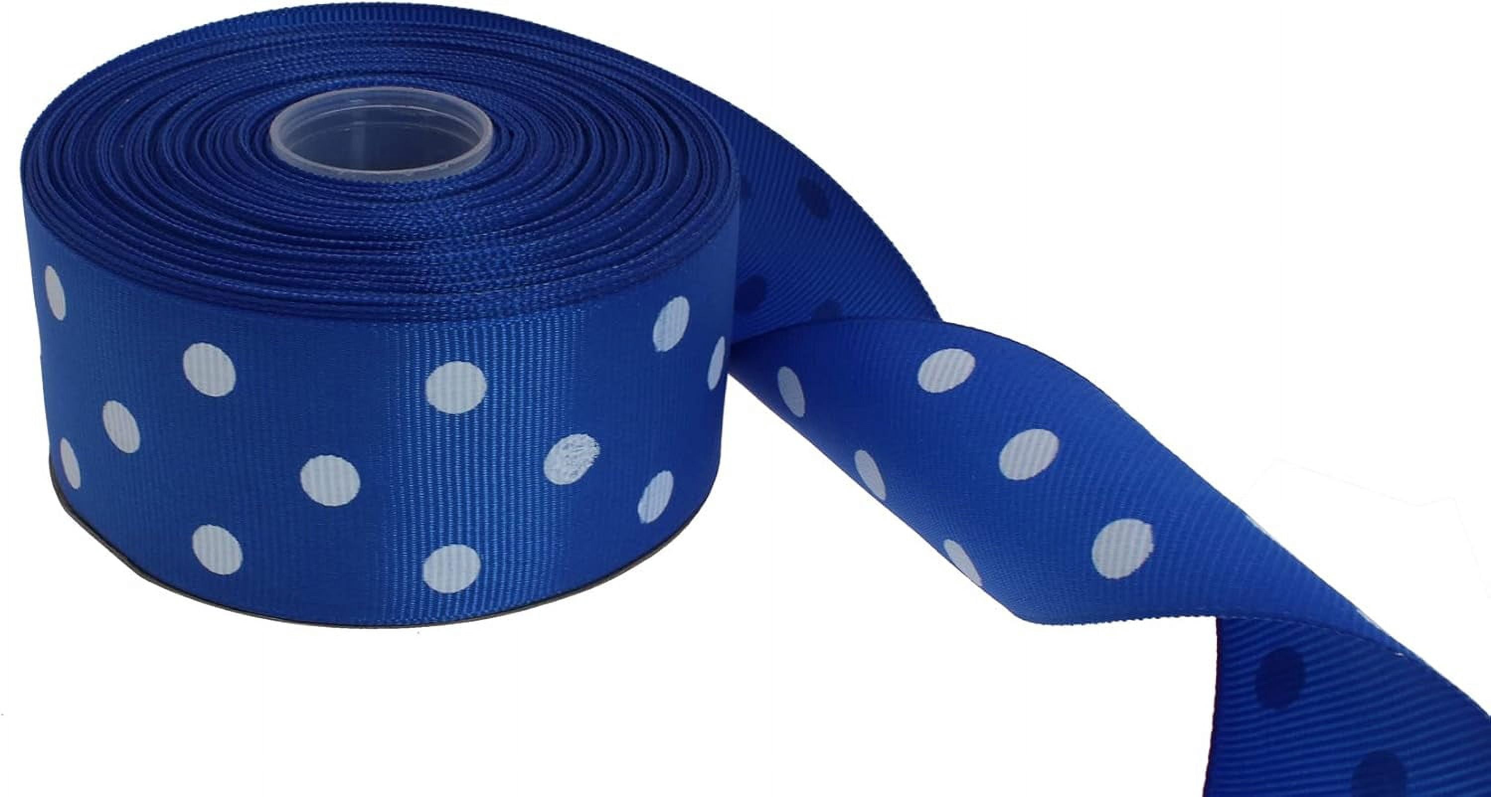 NANAHuang Polka Dot Grosgrain Ribbon 25 Yard Each Roll Polyester (3/8", Royal Blue)