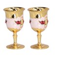 thumbnail image 3 of Wine Glass, Retro Design Exquisite Workmanship Wine Goblet Painted Flower Pattern  for Bar Drinkware for Gift Gold, White, 3 of 7