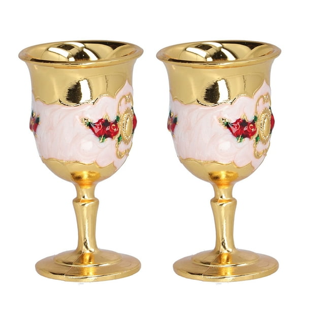Copas De Metal Con Patrón De Flores Pintadas Exquisitas, Copa De Vino De Estilo Clásico Vintage Para Bar, Regalo Para Beber, 2 Uds.