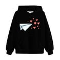 thumbnail image 5 of Kids Valentine Hoodies Long Sleeve Festival Print Pullover Tops Holiday Casual Loose Hooded Sweatshirts With Pocket (13-14 Years, Black-A), 5 of 5