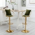 thumbnail image 2 of Velvet Swivel Bar Stools Set of 2, Height Adjuatble Bar Chairs with Pillows and Padded Cushion, Upholstered Counter Height Bar Stools with Metal Base, for Kitchen Island, Bar, Pub, Cafe, Olive Green, 2 of 7