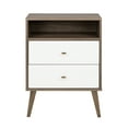 thumbnail image 4 of Prepac Milo Mid-Century Modern 2-Drawer Nightstand, 16"D x 22.5"W x 29.5"H, Drifted Gray/White, 4 of 13