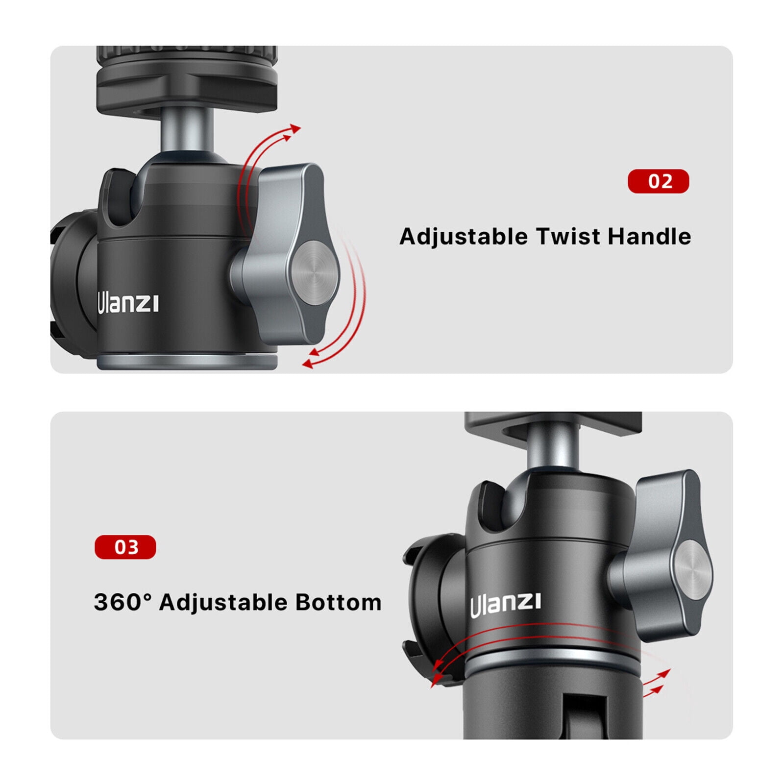Ulanzi U-Vlog Lite Extendable Tripod with Dual Cold Shoe Mounts for Smartphones & Cameras 360° Ball Head, High Load Capacity, Lightweight Portable Vlogging Tripod for Livestreaming