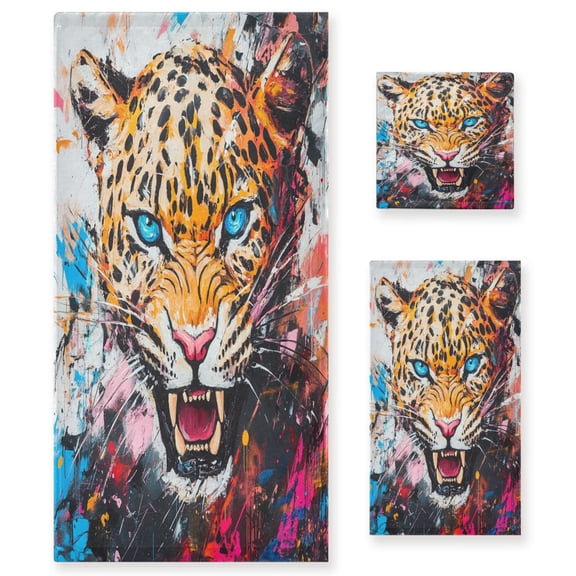 BZSMCE 3piece Bath Towel Sets Hand Bath Towels Fashion Fierce Roar Printed Towel Sets