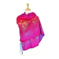 thumbnail image 2 of Pashmina Wrap Shawl Scarf Double Side Rainbow Silky Exotic Tropical Colorful, 2 of 3