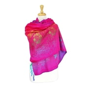 Pashmina Wrap Shawl Scarf Double Side Rainbow Silky Exotic Tropical Colorful