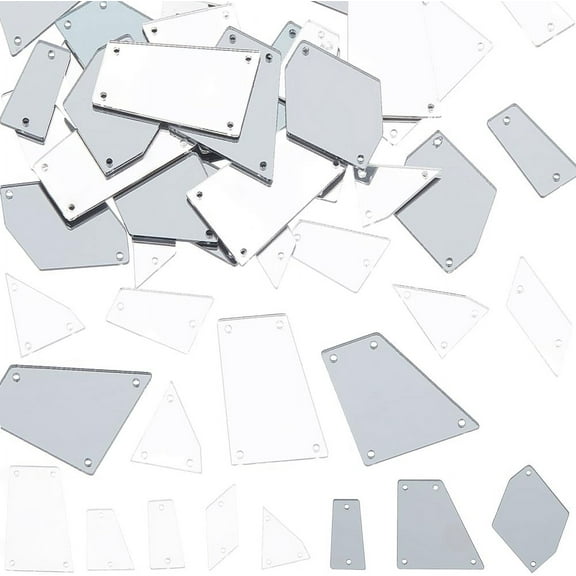 1 box 144pcs 8 styles Acrylic Mirror Sew on Rhinestones Mixed Shapes Garments Accessories Mixed color 9~34x10.5~27x1.3~4mm Hole: 1~1.3mm 18pcs/style