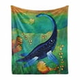 thumbnail image 1 of Dinosaur Soft Flannel Fleece Throw Blanket, Wild Sea Creature Plesiosaurus in Its Underwater Habitat, Cozy Plush for Indoor and Outdoor Use, 60" x 80", Jade Green Navy Blue, by Ambesonne, 1 of 6