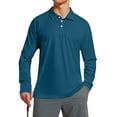 thumbnail image 7 of Resicozy Mens Fashion Polo Shirts Classic Long Sleeve Quick Dry Basic Button Tees Stylish Tops Golf Shirt Blue M, 7 of 7