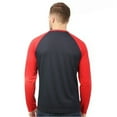 thumbnail image 3 of Men's Long Sleeve Crew Neck Baseball Shirt, Casual Dynamic Cotton Raglan T Shirts, Red/Charcoal Gray M, 1 Count, 1 Pack, 3 of 7