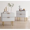 thumbnail image 4 of Semiocthome Modern Nightstands Set of 2 with 2 Fluted Drawers Bedside Table for Bedroom,White,Adult, 4 of 8