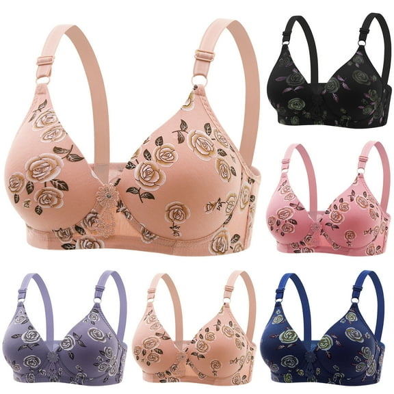 Lovzfmll Bras for Women, Plus Size Wireless Push-Up Bralette Bra, Standard Straps Push-Up Pull-On Stretchable Full Figure Support Bra