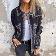 thumbnail image 1 of LOVZFMLL Vestes pour Femmes Veste Imprimée à Manches Longues avec Col Boutonné Haut, 1 of 8