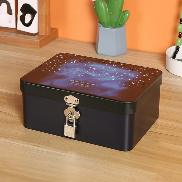 Kiskick Vintage Style Gift Box 1 Set Tin Box with Lock Key