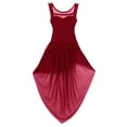 thumbnail image 3 of Kaerm Girls Lyrical Dance Costume Sleeveless High-low Hem Morden Contemporary Flowy Leotard Dress Burgundy 6, 3 of 8
