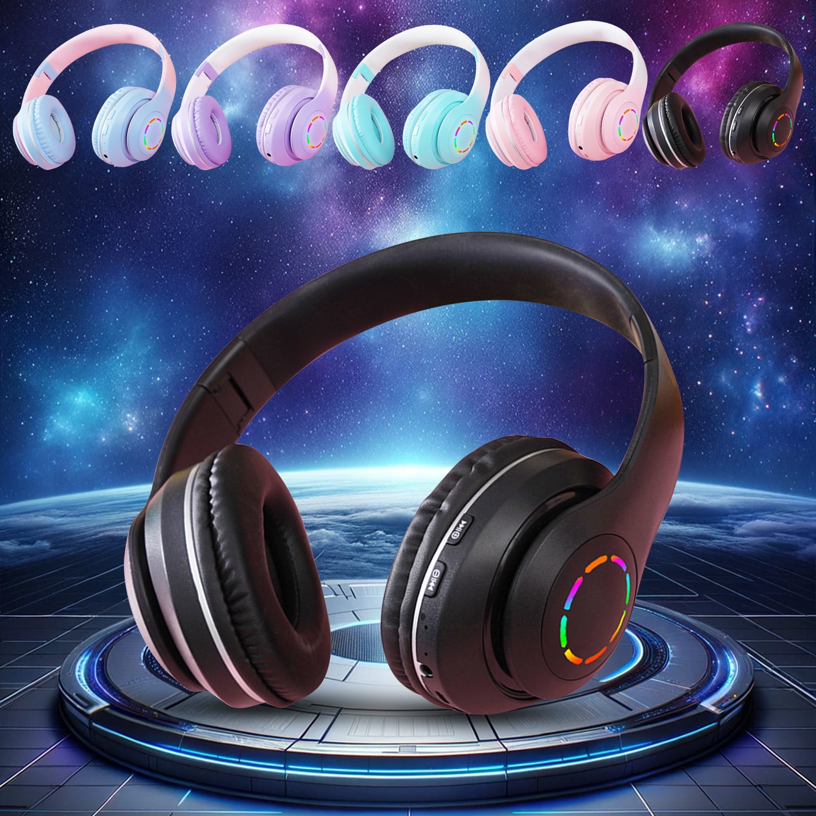 Active Noise Cancelling Headphones Bluetooth Headphones Wireless Headphones Over Ear with Microphone Deep Bass, Comfortable Protein Earpads, 30 Hours Playtime for Travel/Work - Black