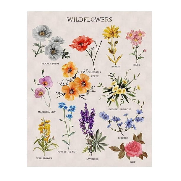 Tapiz colgante de pared con estampado vertical de flores silvestres para dormitorio bohemio El 180x230cm