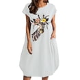 thumbnail image 1 of Pompotops Femmes Robe de Mode Femmes Casual Col Rond Imprimé Grande Taille Robe de Poche, 1 of 4
