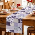 thumbnail image 5 of Spring Floral Table Runner 72 Inches, Dark Purple Flowers Patchwork Grid Bohemia Bed Runner Dresser Scarves Tabletop for Indoor Outdoor Parties/Ceremony/Banquet, 18" x 72", 5 of 8